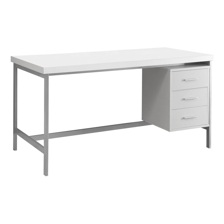 I 7046 Bureau, Bureau À Domicile, Ordinateur Portable, Configuration Gauche, Droite, Tiroirs De Rangement, 60"l, Travail, Métal, Stratifié, Blanc, Gris, Contemporain, Moderne - Simple Boutique