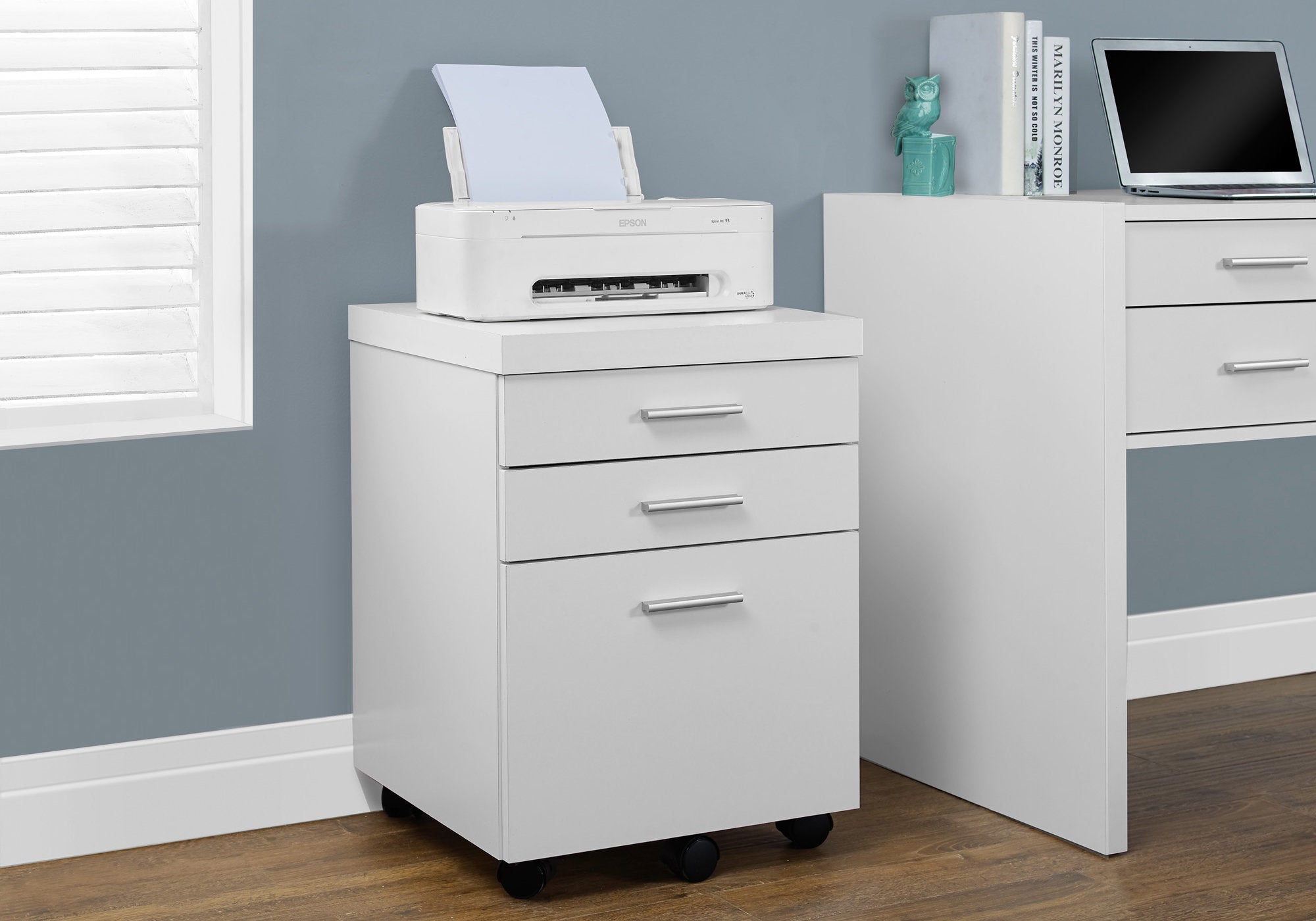 I 7048 Classeur, Mobile Roulant, Tiroirs De Rangement, Support D'imprimante, Bureau, Travail, Stratifié, Blanc, Contemporain, Moderne - Simple Boutique