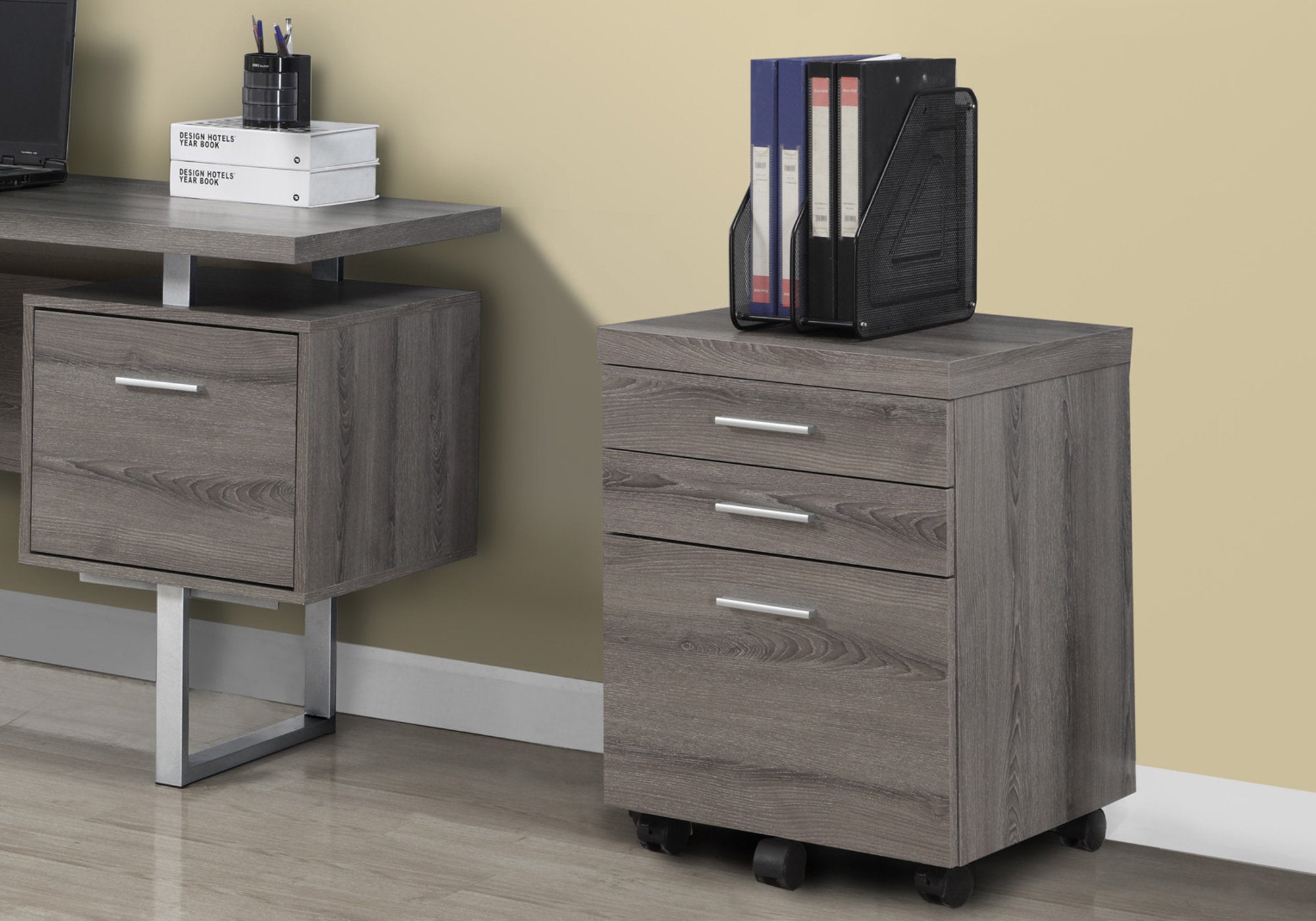 I 7049 Classeur, Mobile Roulant, Tiroirs De Rangement, Support D'imprimante, Bureau, Travail, Stratifié, Brun, Contemporain, Moderne - Simple Boutique