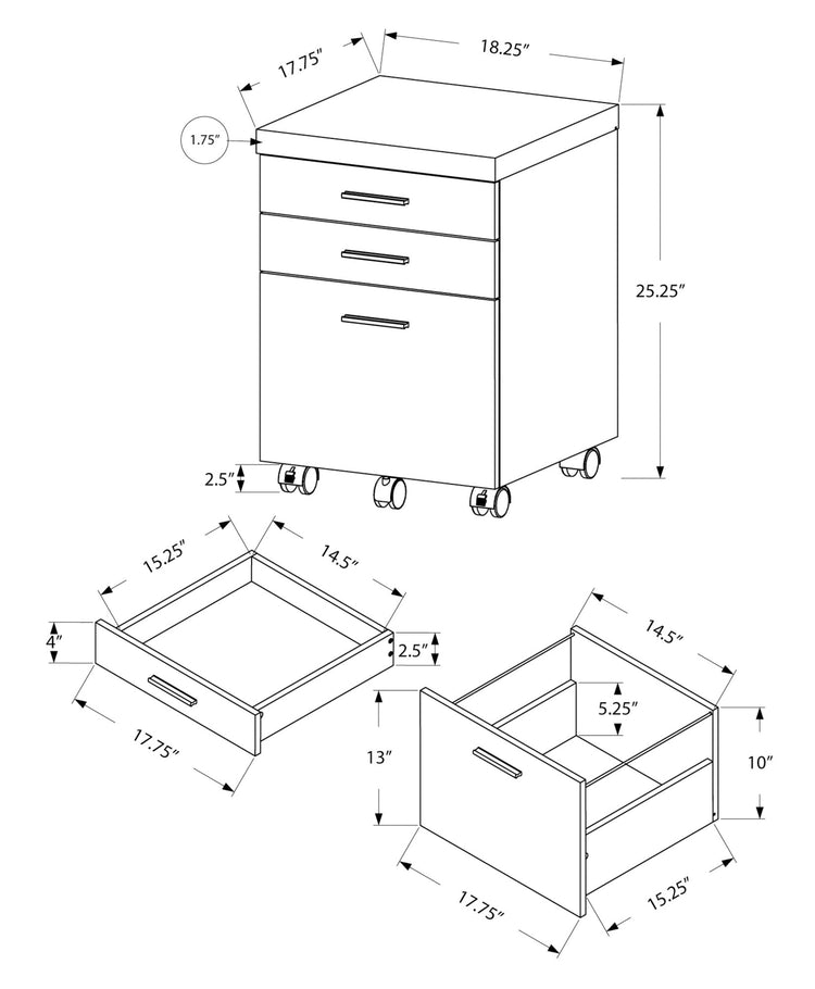 I 7051 Classeur, Mobile Roulant, Tiroirs De Rangement, Support D'imprimante, Bureau, Travail, Stratifié, Gris, Blanc, Contemporain, Moderne - Simple Boutique