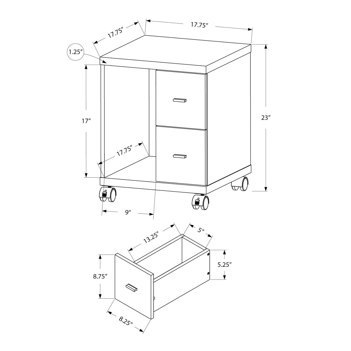 I 7055 Bureau, Classeur, Chariot D'imprimante, Classeur Roulant, Portable, Rangement, Travail, Stratifié, Blanc, Contemporain, Moderne - Simple Boutique