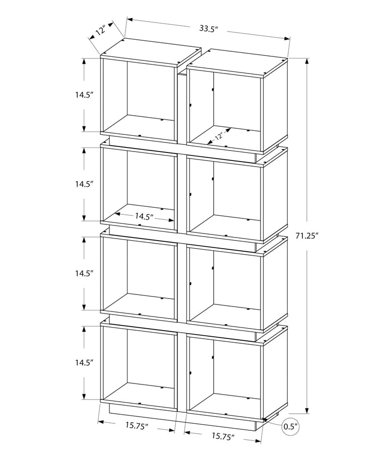 I 7076 Étagère À Livres, Étagère, Étagère, 5 Niveaux, 71"h, Bureau, Chambre À Coucher, Stratifié, Blanc, Gris, Contemporain, Moderne - Simple Boutique