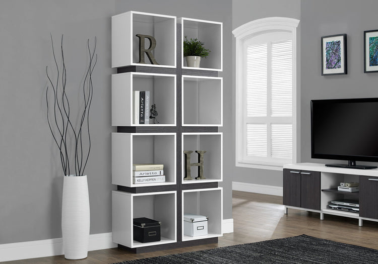I 7076 Étagère À Livres, Étagère, Étagère, 5 Niveaux, 71"h, Bureau, Chambre À Coucher, Stratifié, Blanc, Gris, Contemporain, Moderne - Simple Boutique