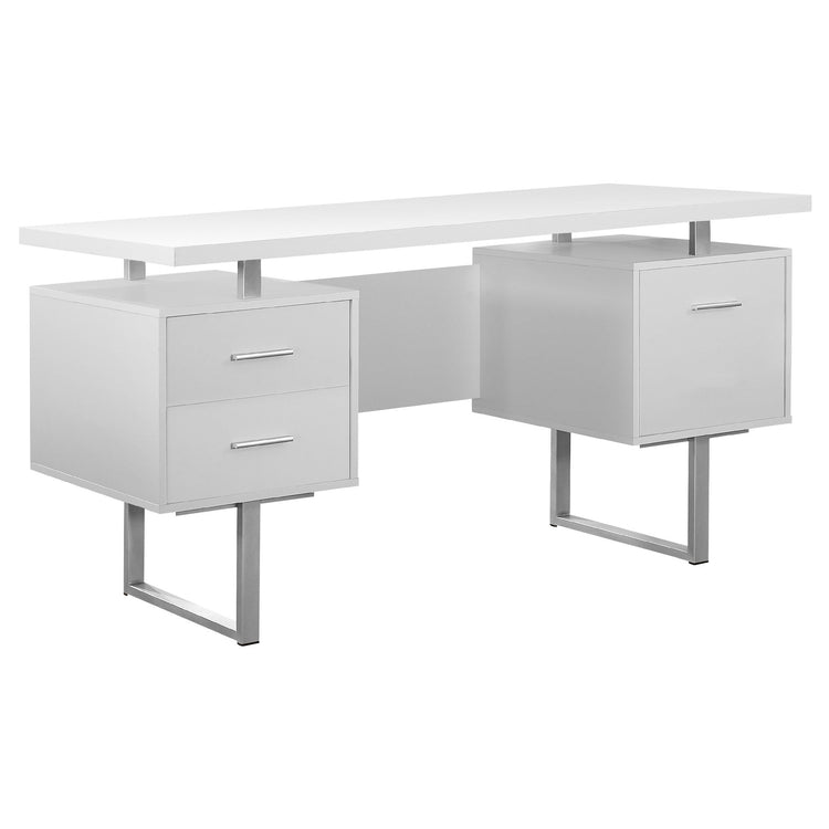 I 7081 Bureau, Bureau À Domicile, Ordinateur Portable, Configuration Gauche, Droite, Tiroirs De Rangement, 60"l, Travail, Métal, Stratifié, Blanc, Gris, Contemporain, Moderne - Simple Boutique