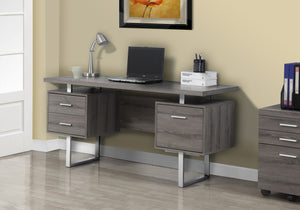 I 7082 Bureau, Bureau À Domicile, Ordinateur Portable, Configuration Gauche, Droite, Tiroirs De Rangement, 60"l, Travail, Métal, Stratifié, Brun, Gris, Contemporain, Moderne - Simple Boutique
