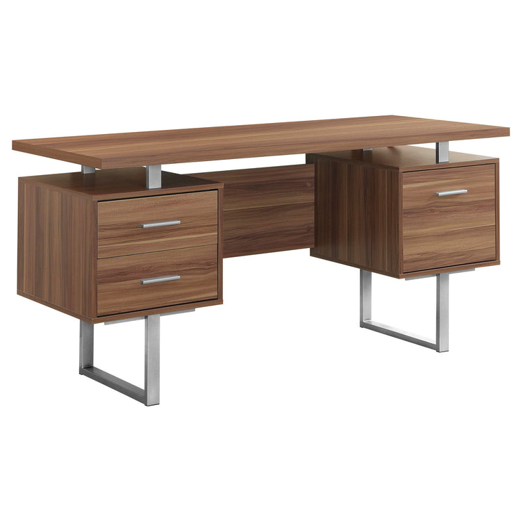 I 7083 Bureau, Bureau À Domicile, Ordinateur Portable, Configuration Gauche, Droite, Tiroirs De Rangement, 60"l, Travail, Métal, Stratifié, Noyer, Gris, Contemporain, Moderne - Simple Boutique