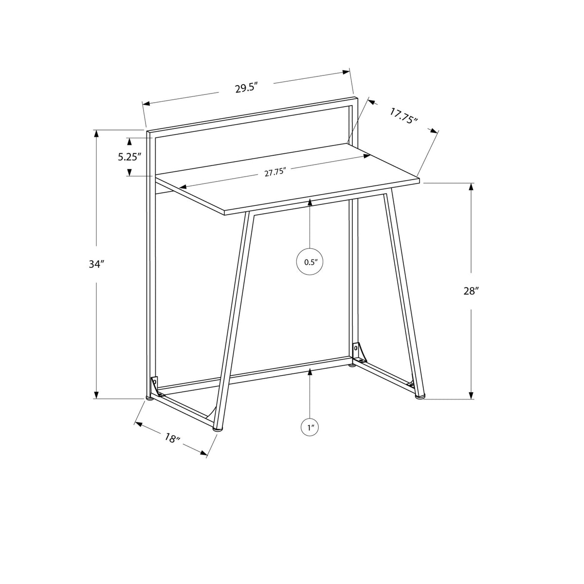 I 7110 Bureau, Bureau À Domicile, Ordinateur Portable, 30"l, Travail, Métal, Stratifié, Blanc, Contemporain, Moderne - Simple Boutique