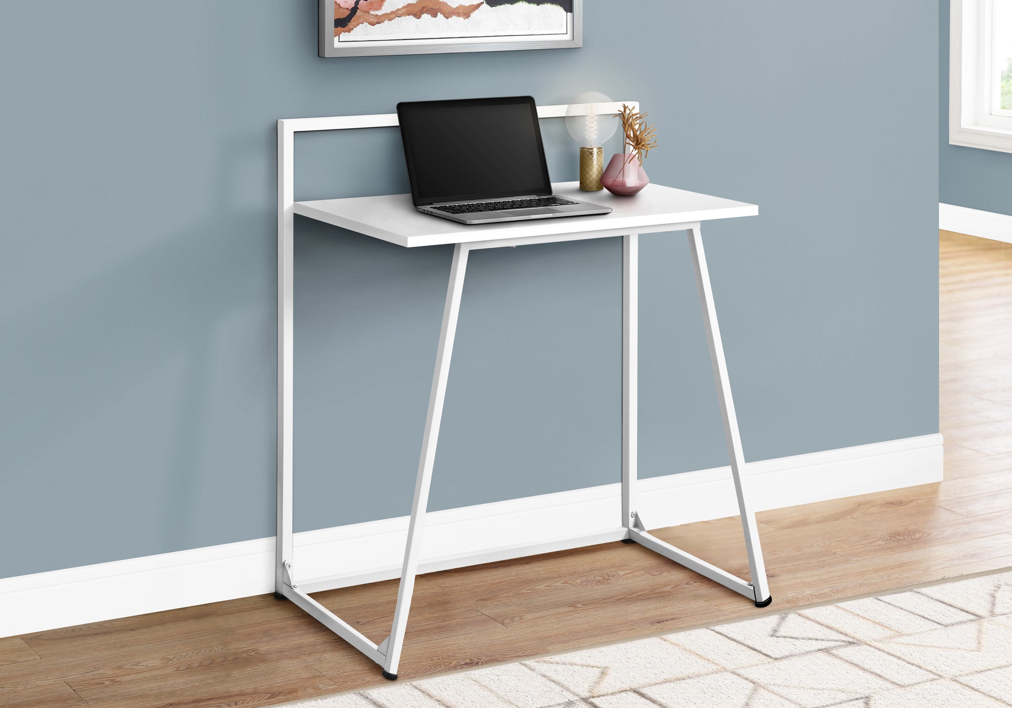 I 7110 Bureau, Bureau À Domicile, Ordinateur Portable, 30"l, Travail, Métal, Stratifié, Blanc, Contemporain, Moderne - Simple Boutique
