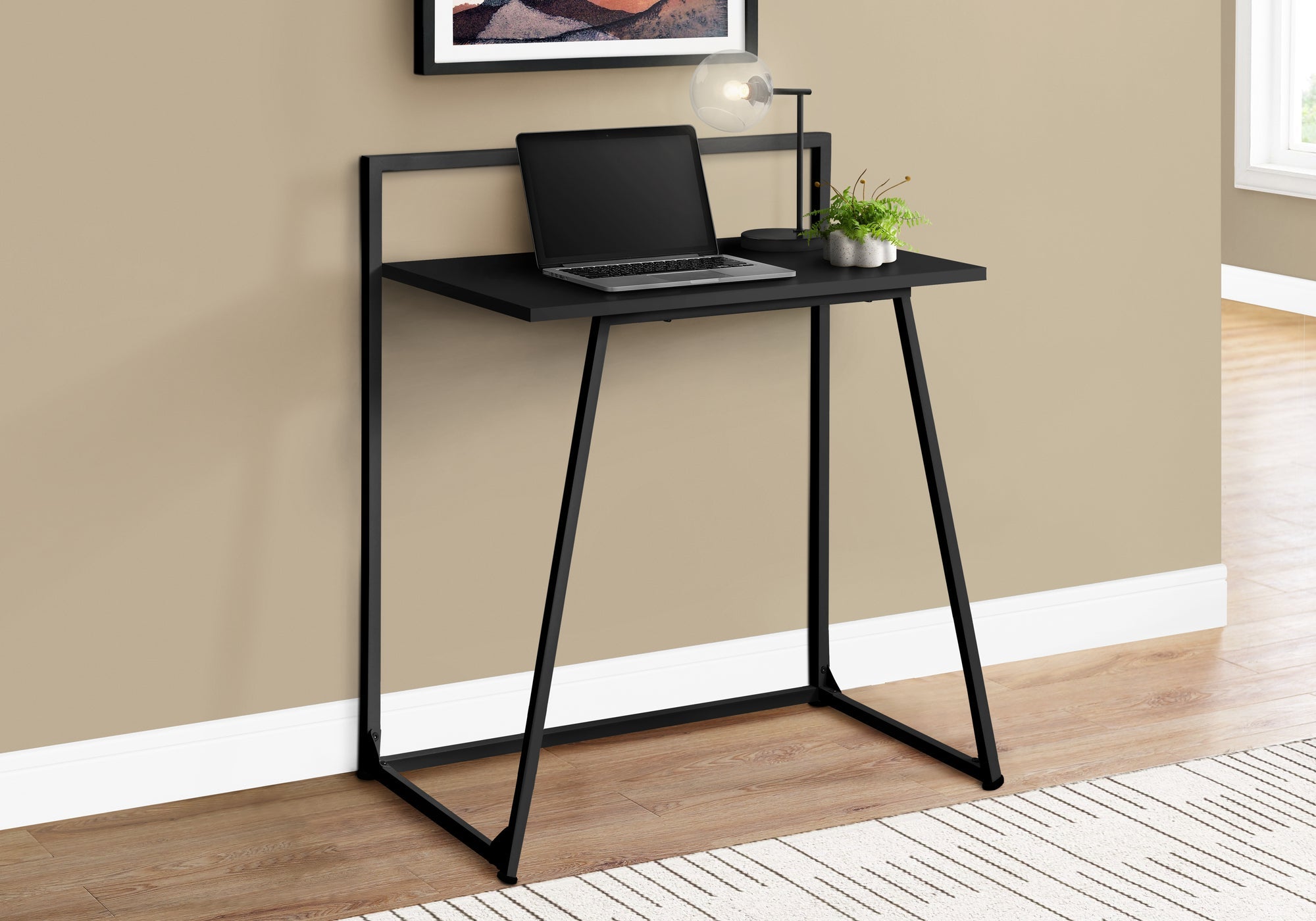 I 7111 Bureau, Bureau À Domicile, Ordinateur Portable, 30"l, Travail, Métal, Stratifié, Noir, Contemporain, Moderne - Simple Boutique