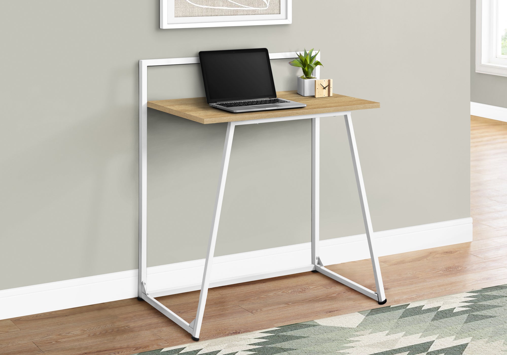 I 7119 Bureau, Bureau À Domicile, Ordinateur Portable, 30"l, Travail, Métal, Stratifié, Naturel, Blanc, Contemporain, Moderne - Simple Boutique