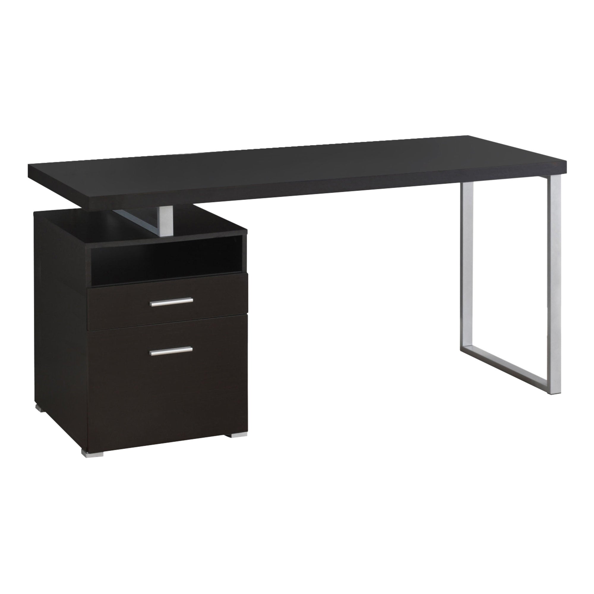 I 7143 Bureau, Bureau À Domicile, Ordinateur Portable, Configuration Gauche, Droite, Tiroirs De Rangement, 60"l, Travail, Métal, Stratifié, Brun, Gris, Contemporain, Moderne - Simple Boutique
