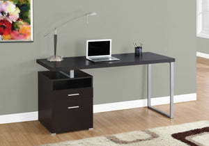 I 7143 Bureau, Bureau À Domicile, Ordinateur Portable, Configuration Gauche, Droite, Tiroirs De Rangement, 60"l, Travail, Métal, Stratifié, Brun, Gris, Contemporain, Moderne - Simple Boutique