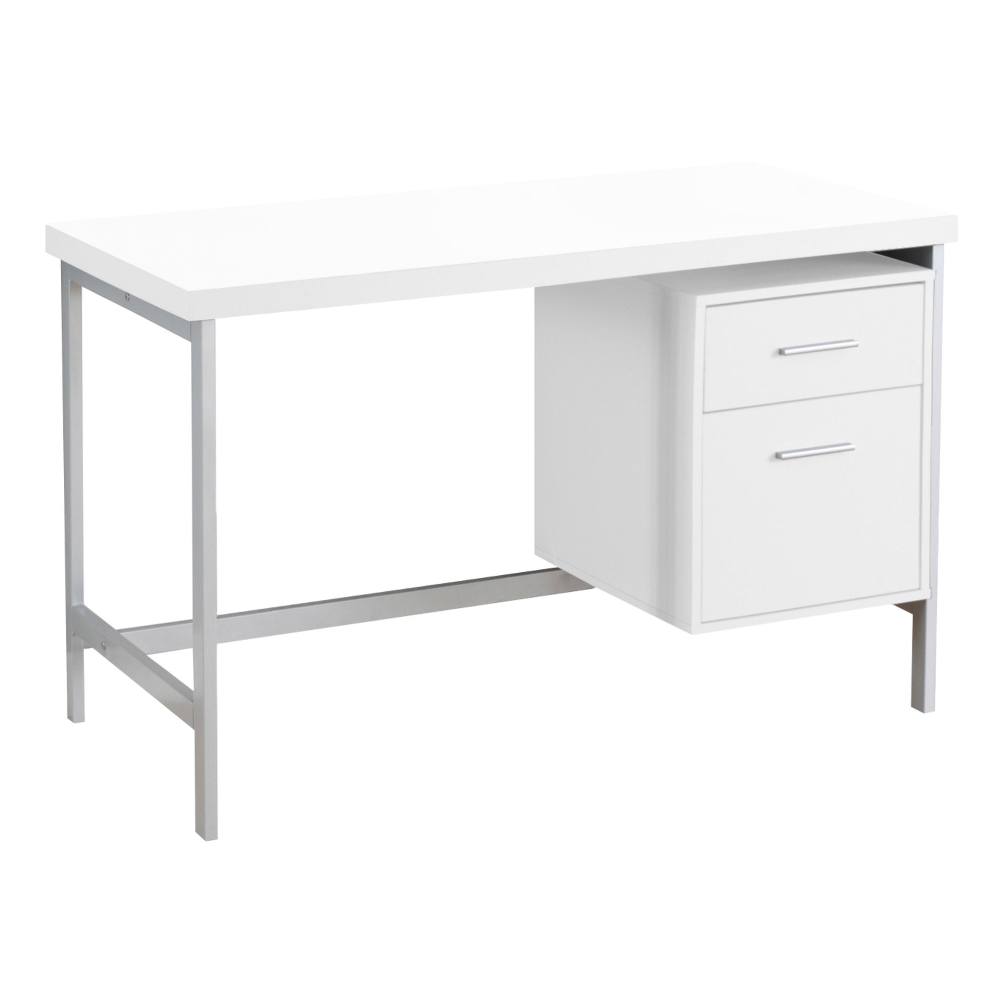 I 7149 Bureau, Bureau À Domicile, Ordinateur Portable, Configuration Gauche, Droite, Tiroirs De Rangement, 48"l, Travail, Métal, Stratifié, Blanc, Gris, Contemporain, Moderne - Simple Boutique