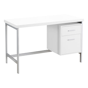I 7149 Bureau, Bureau À Domicile, Ordinateur Portable, Configuration Gauche, Droite, Tiroirs De Rangement, 48"l, Travail, Métal, Stratifié, Blanc, Gris, Contemporain, Moderne - Simple Boutique