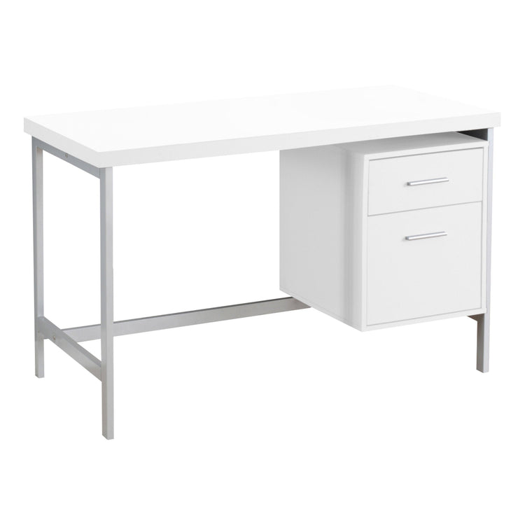 I 7149 Bureau, Bureau À Domicile, Ordinateur Portable, Configuration Gauche, Droite, Tiroirs De Rangement, 48"l, Travail, Métal, Stratifié, Blanc, Gris, Contemporain, Moderne - Simple Boutique