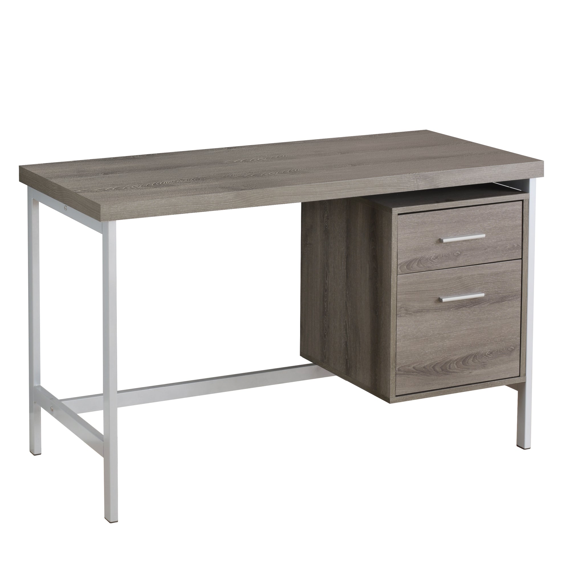 I 7150 Bureau, Bureau À Domicile, Ordinateur Portable, Configuration Gauche, Droite, Tiroirs De Rangement, 48"l, Travail, Métal, Stratifié, Brun, Gris, Contemporain, Moderne - Simple Boutique