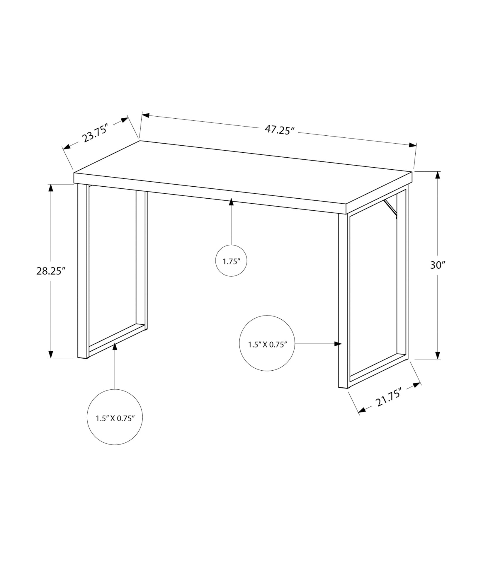 I 7154 Bureau, Bureau À Domicile, Ordinateur Portable, 48"l, Travail, Métal, Stratifié, Blanc, Gris, Contemporain, Moderne - Simple Boutique
