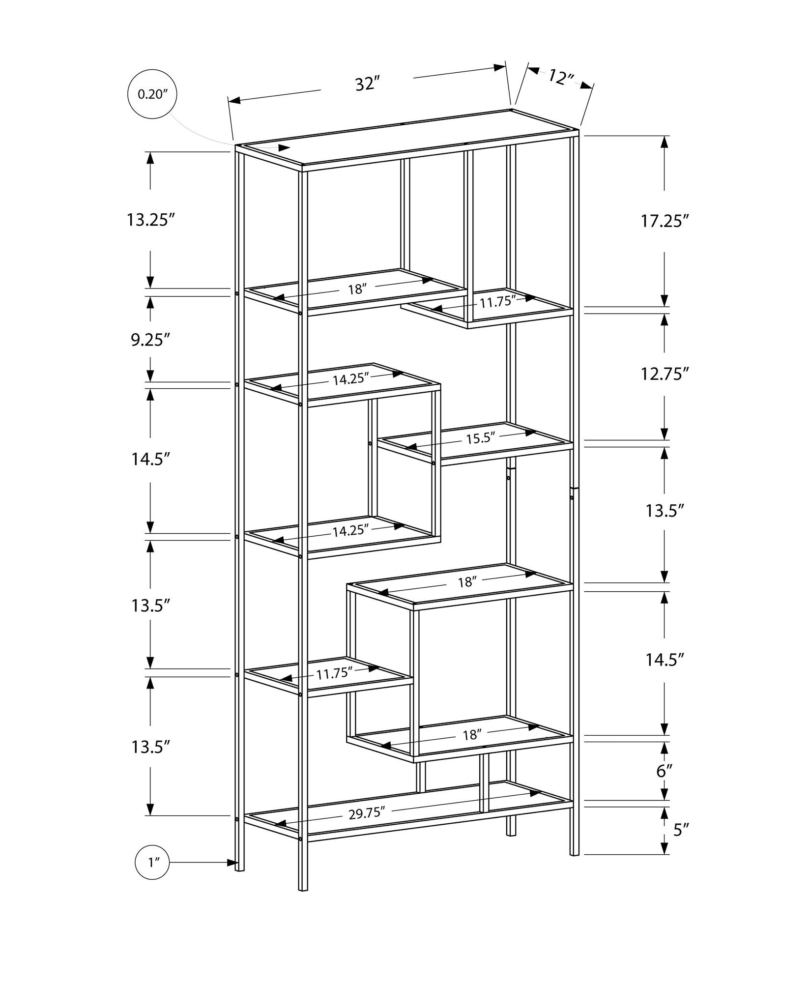I 7159 Étagère À Livres, Étagère, Étagère, 72"h, Bureau, Chambre À Coucher, Métal, Verre Trempé, Blanc, Dégager, Contemporain, Moderne - Simple Boutique