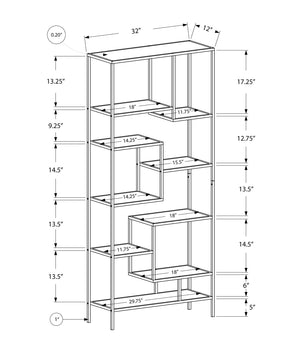 I 7159 Étagère À Livres, Étagère, Étagère, 72"h, Bureau, Chambre À Coucher, Métal, Verre Trempé, Blanc, Dégager, Contemporain, Moderne - Simple Boutique