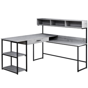 I 7160 Bureau, Bureau À Domicile, Coin, Tiroirs De Rangement, Forme De L, Travail, Ordinateur Portable, Métal, Stratifié, Gris, Noir, Contemporain, Moderne - Simple Boutique