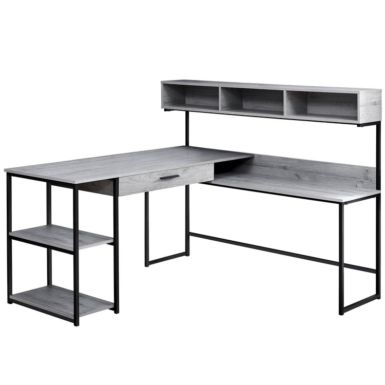I 7160 Bureau, Bureau À Domicile, Coin, Tiroirs De Rangement, Forme De L, Travail, Ordinateur Portable, Métal, Stratifié, Gris, Noir, Contemporain, Moderne - Simple Boutique