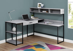 I 7160 Bureau, Bureau À Domicile, Coin, Tiroirs De Rangement, Forme De L, Travail, Ordinateur Portable, Métal, Stratifié, Gris, Noir, Contemporain, Moderne - Simple Boutique