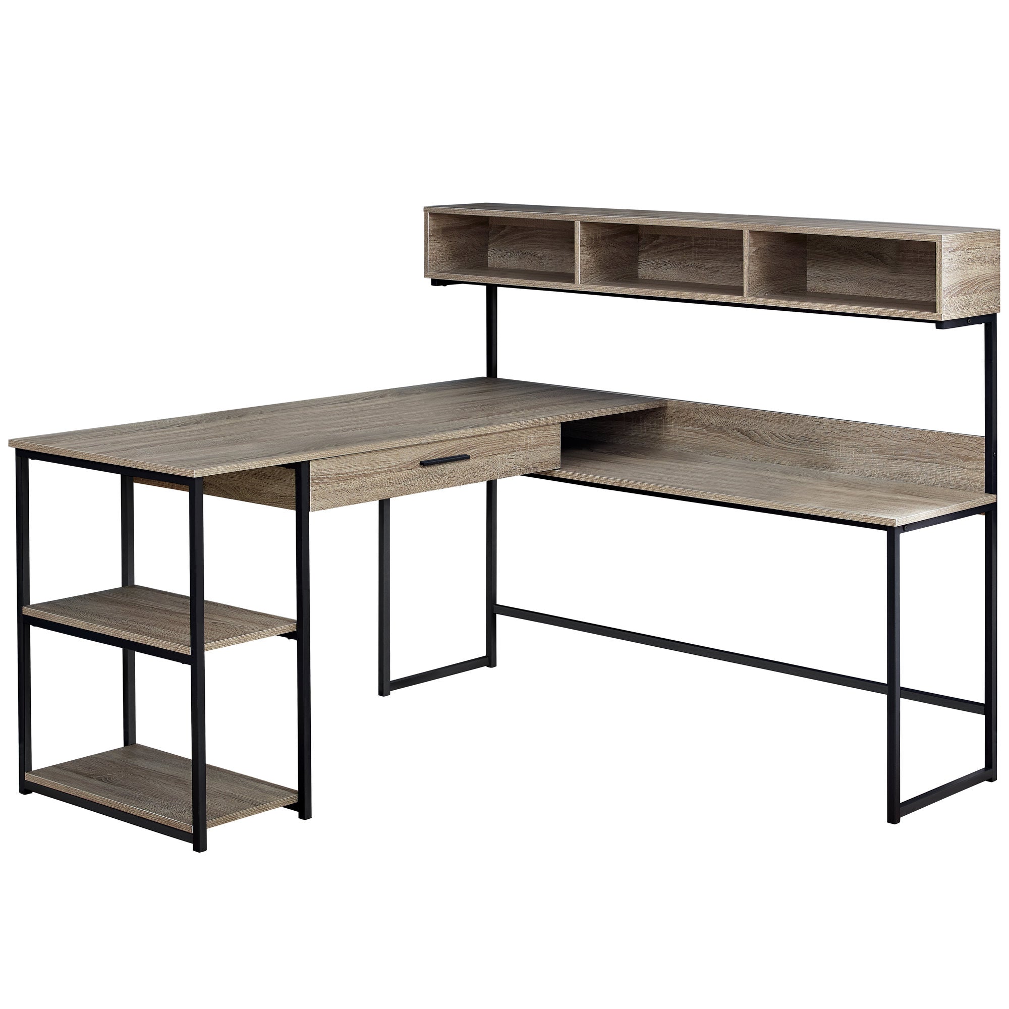 I 7161 Bureau, Bureau À Domicile, Coin, Tiroirs De Rangement, Forme De L, Travail, Ordinateur Portable, Métal, Stratifié, Brun, Noir, Contemporain, Moderne - Simple Boutique