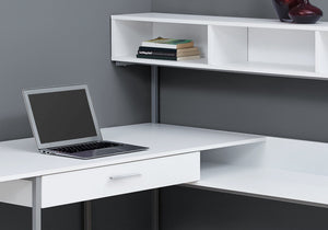 I 7162 Bureau, Bureau À Domicile, Coin, Tiroirs De Rangement, Forme De L, Travail, Ordinateur Portable, Métal, Stratifié, Blanc, Gris, Contemporain, Moderne - Simple Boutique