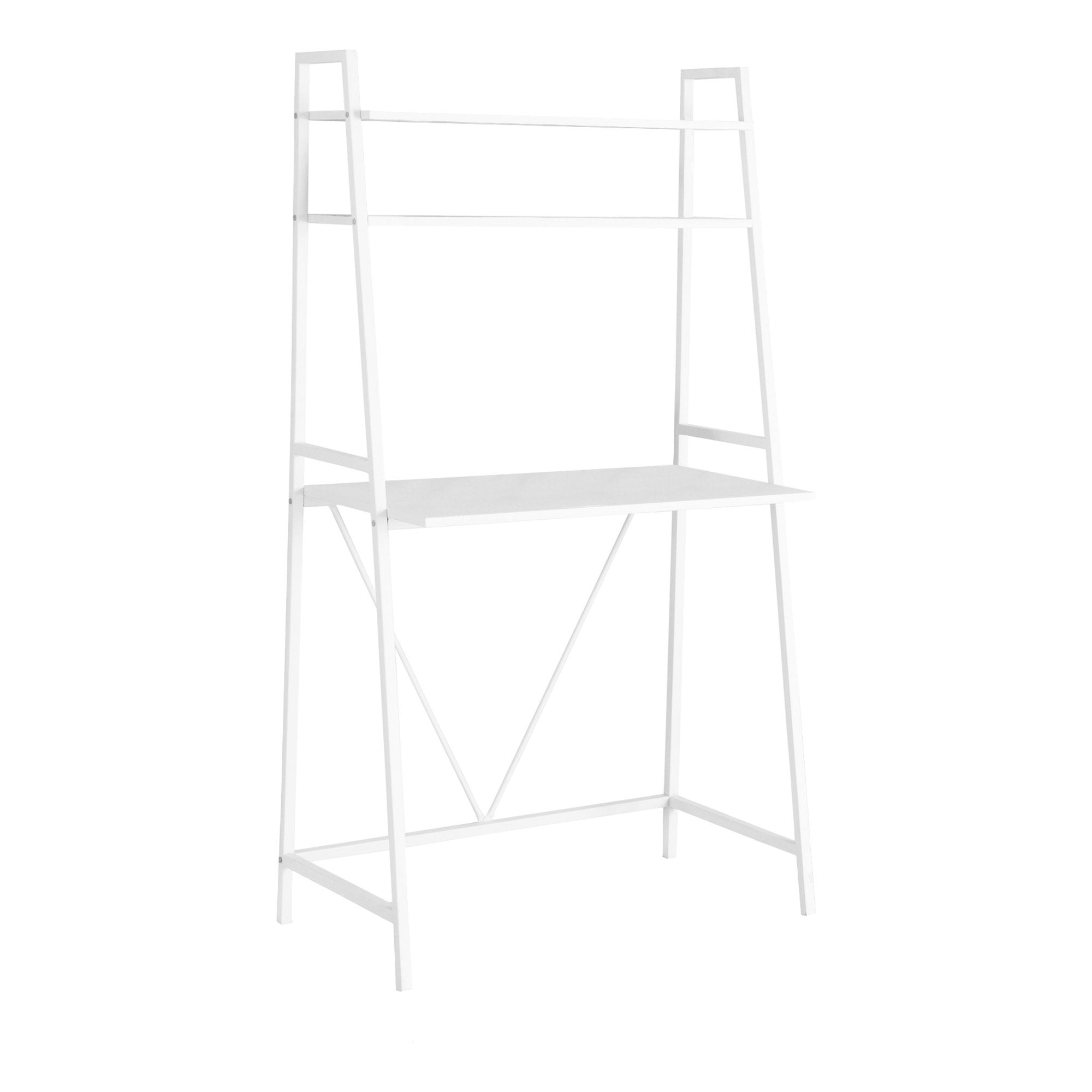 I 7163 Bureau, Bureau À Domicile, Ordinateur Portable, Penché, Étagères De Rangement, Travail, Métal, Stratifié, Blanc, Contemporain, Moderne - Simple Boutique