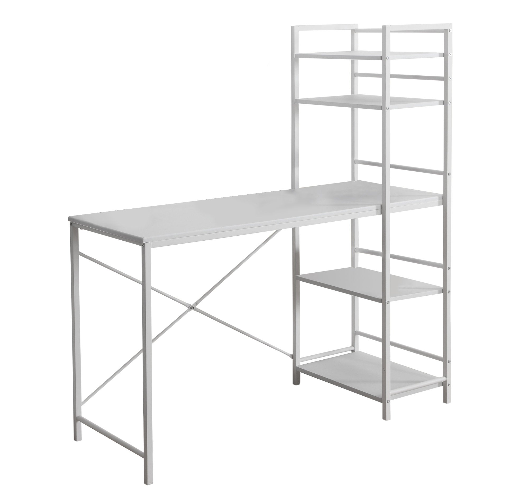 I 7165 Bureau, Bureau À Domicile, Ordinateur Portable, Étagères De Rangement, 48"l, Travail, Métal, Stratifié, Blanc, Contemporain, Moderne - Simple Boutique