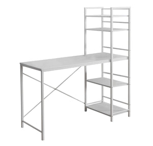 I 7165 Bureau, Bureau À Domicile, Ordinateur Portable, Étagères De Rangement, 48"l, Travail, Métal, Stratifié, Blanc, Contemporain, Moderne - Simple Boutique