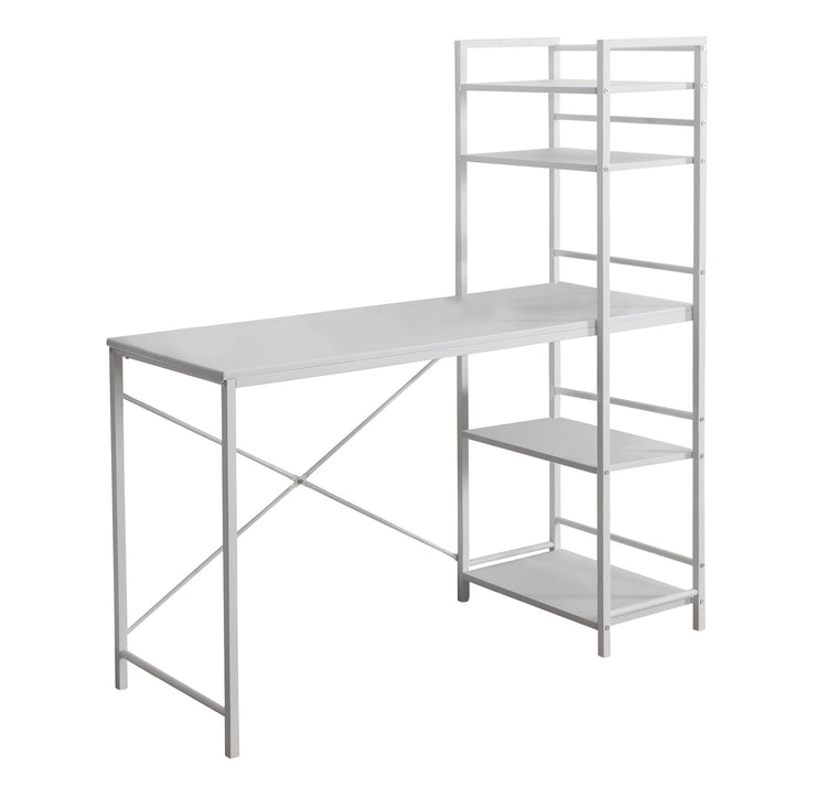 I 7165 Bureau, Bureau À Domicile, Ordinateur Portable, Étagères De Rangement, 48"l, Travail, Métal, Stratifié, Blanc, Contemporain, Moderne - Simple Boutique