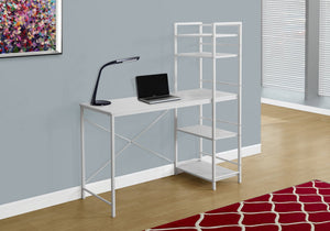 I 7165 Bureau, Bureau À Domicile, Ordinateur Portable, Étagères De Rangement, 48"l, Travail, Métal, Stratifié, Blanc, Contemporain, Moderne - Simple Boutique