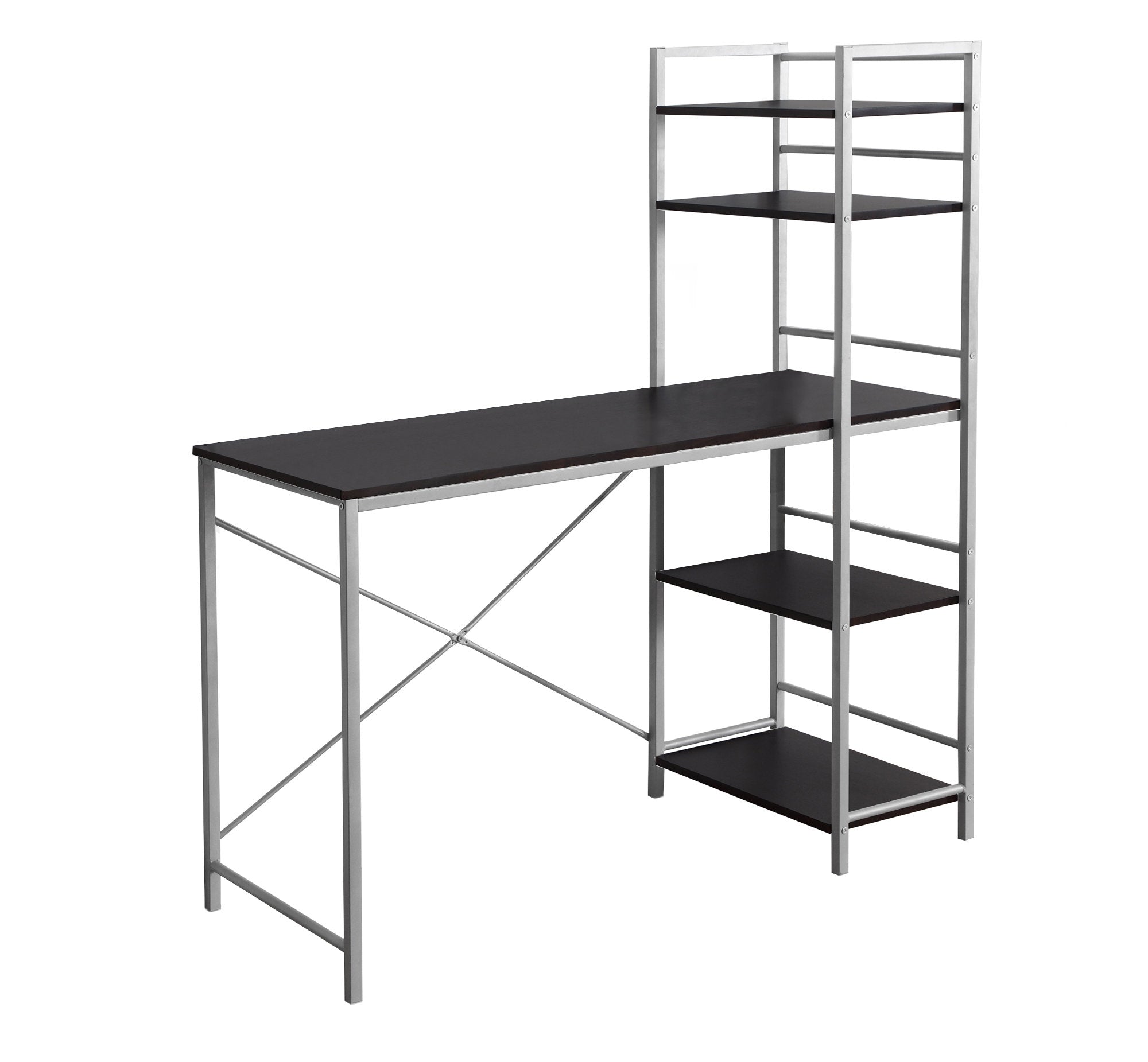 I 7166 Bureau, Bureau À Domicile, Ordinateur Portable, Étagères De Rangement, 48"l, Travail, Métal, Stratifié, Brun, Gris, Contemporain, Moderne - Simple Boutique