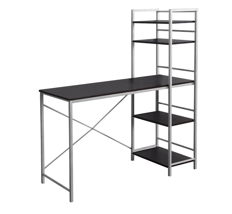 I 7166 Bureau, Bureau À Domicile, Ordinateur Portable, Étagères De Rangement, 48"l, Travail, Métal, Stratifié, Brun, Gris, Contemporain, Moderne - Simple Boutique