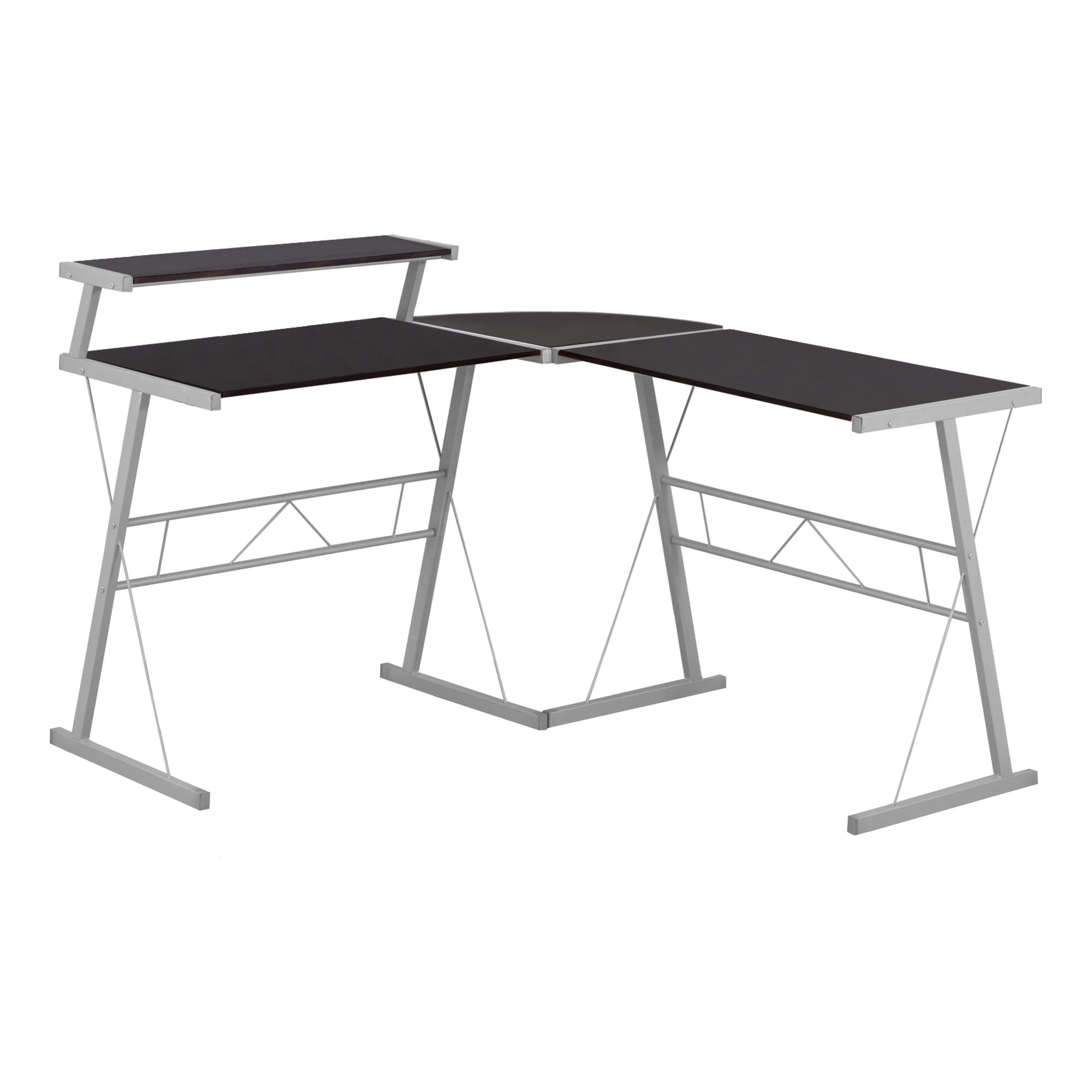 I 7171 Bureau, Bureau À Domicile, Coin, Forme De L, Travail, Ordinateur Portable, Métal, Stratifié, Brun, Gris, Contemporain, Moderne - Simple Boutique