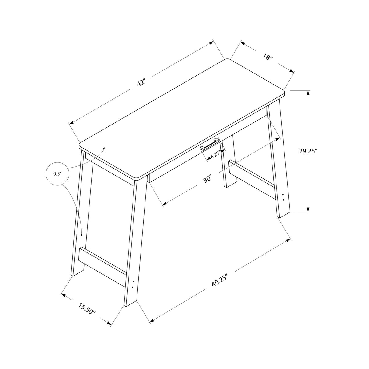 Monarch Specialties I 7190 Bureau, Bureau À Domicile, Ordinateur Portable, Tiroirs De Rangement, Travail, Stratifié, Brun, Contemporain, Moderne - Simple Boutique