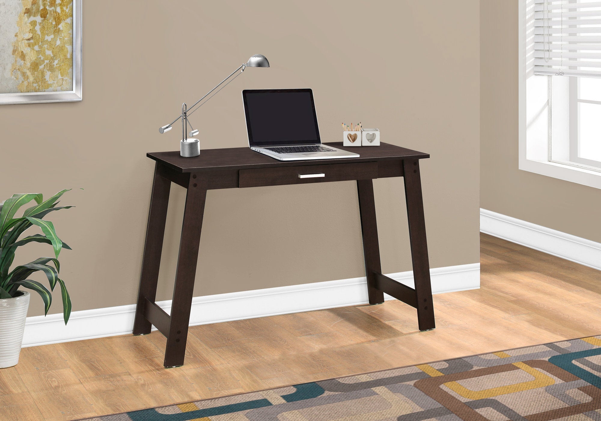I 7190 Bureau, Bureau À Domicile, Ordinateur Portable, Tiroirs De Rangement, Travail, Stratifié, Brun, Contemporain, Moderne - Simple Boutique