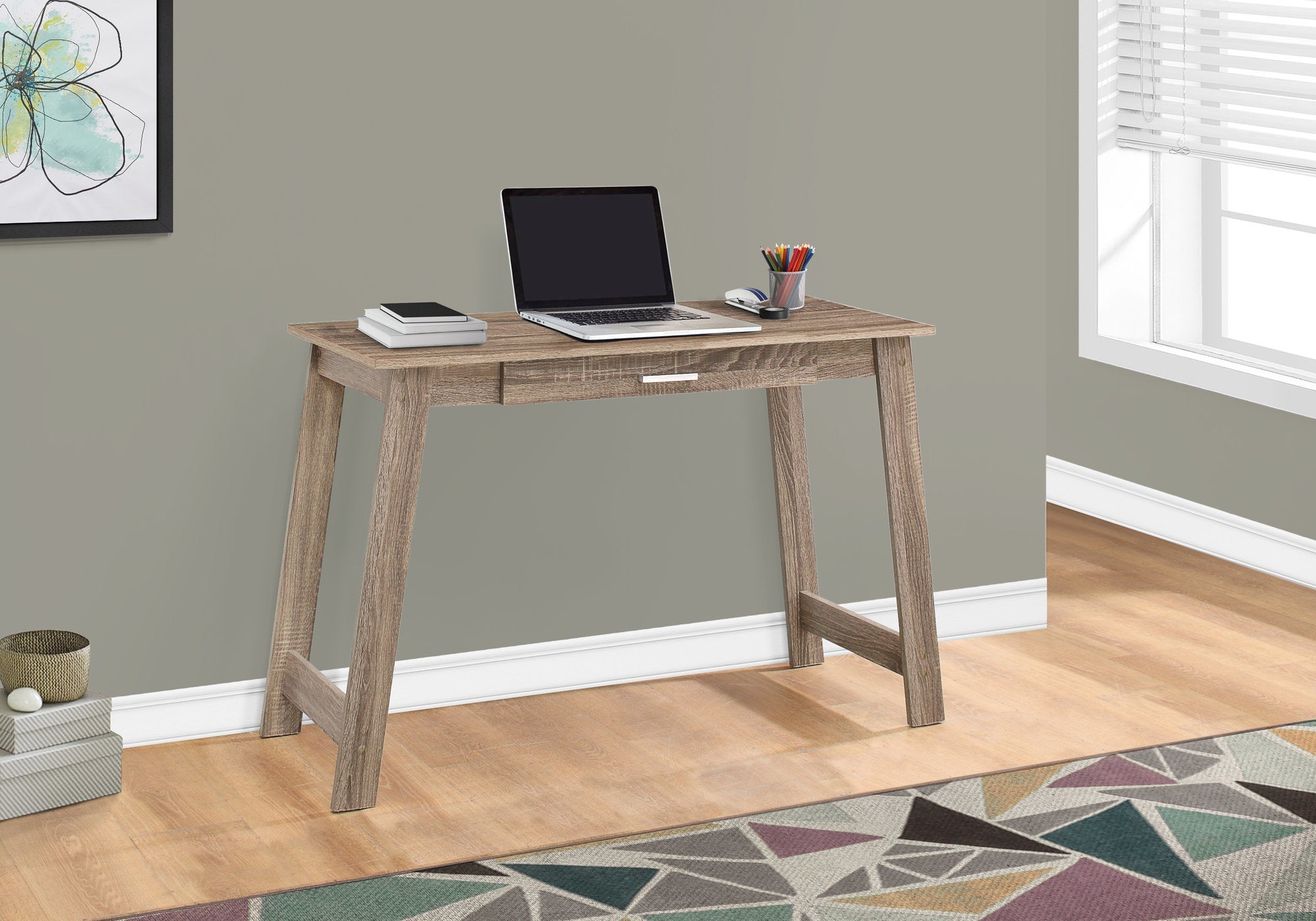 I 7191 Bureau, Bureau À Domicile, Ordinateur Portable, Tiroirs De Rangement, Travail, Stratifié, Brun, Contemporain, Moderne - Simple Boutique