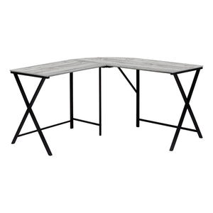 I 7196 Bureau, Bureau À Domicile, Coin, 55"l, Forme De L, Travail, Ordinateur Portable, Métal, Stratifié, Gris, Noir, Contemporain, Moderne - Simple Boutique