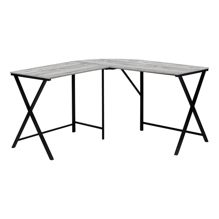 I 7196 Bureau, Bureau À Domicile, Coin, 55"l, Forme De L, Travail, Ordinateur Portable, Métal, Stratifié, Gris, Noir, Contemporain, Moderne - Simple Boutique