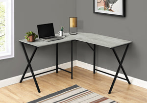 I 7196 Bureau, Bureau À Domicile, Coin, 55"l, Forme De L, Travail, Ordinateur Portable, Métal, Stratifié, Gris, Noir, Contemporain, Moderne - Simple Boutique