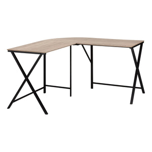 I 7197 Bureau, Bureau À Domicile, Coin, 55"l, Forme De L, Travail, Ordinateur Portable, Métal, Stratifié, Brun, Noir, Contemporain, Moderne - Simple Boutique