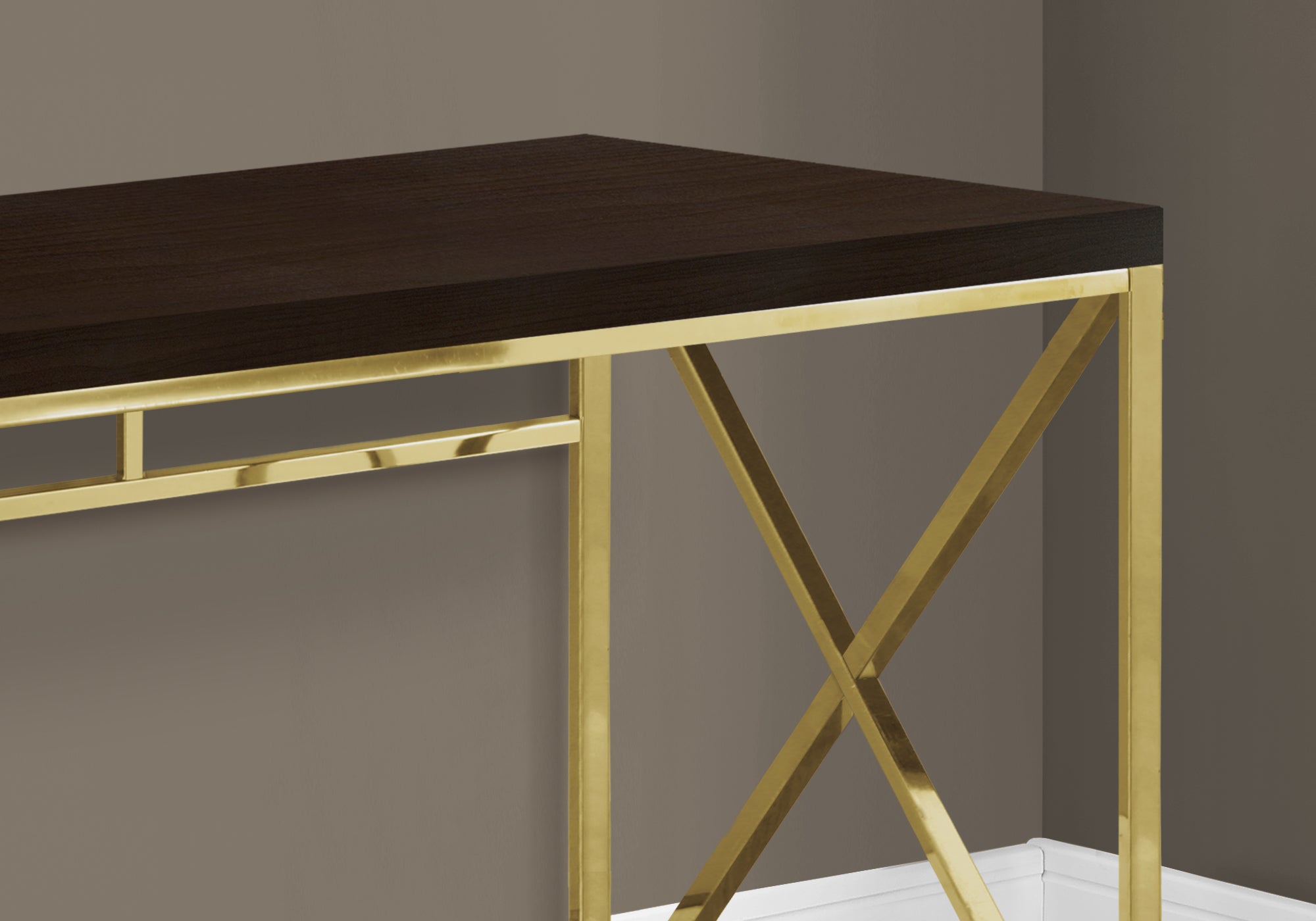 I 7201 Bureau, Bureau À Domicile, Ordinateur Portable, Travail, Métal, Stratifié, Brun, Or, Contemporain, Moderne - Simple Boutique