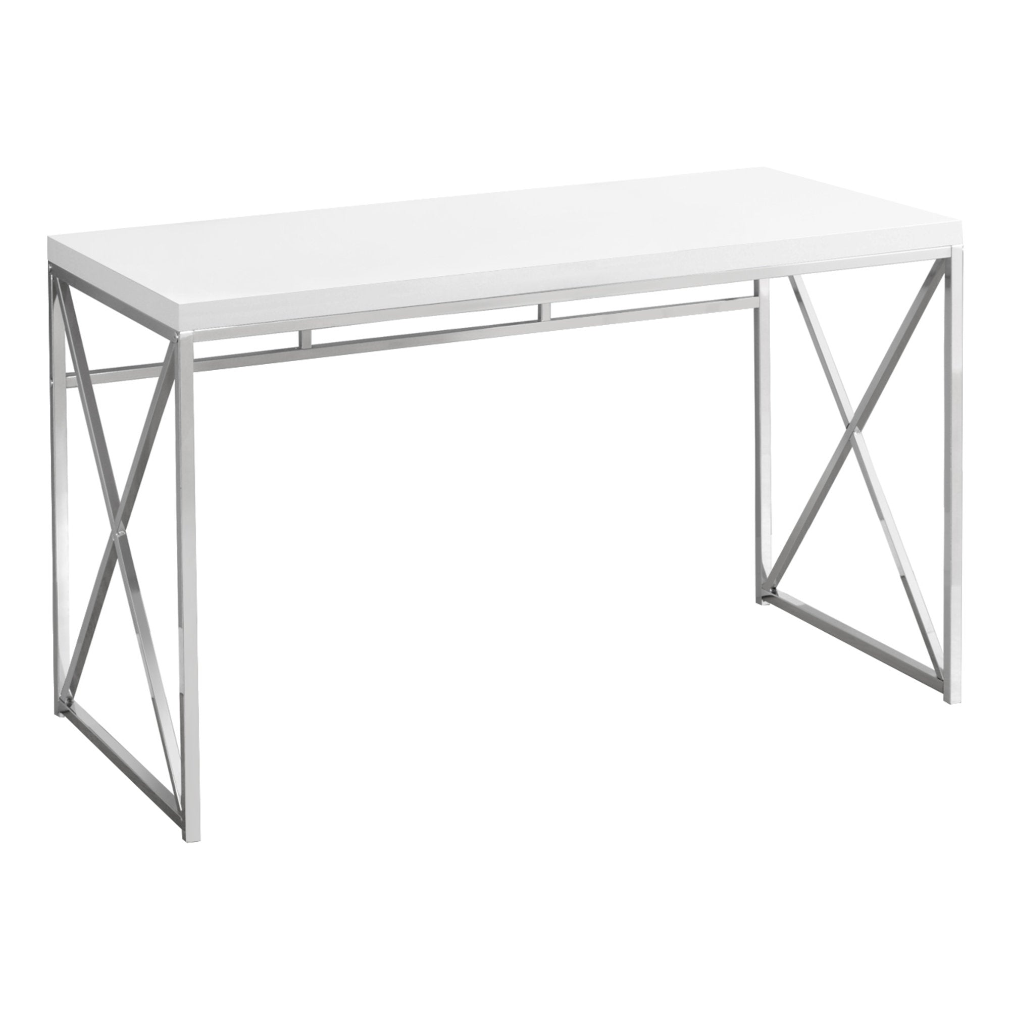 I 7205 Bureau, Bureau À Domicile, Ordinateur Portable, Travail, Métal, Stratifié, Blanc Lustré, Chrome, Contemporain, Moderne - Simple Boutique