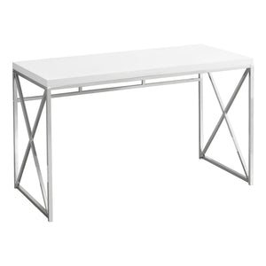 I 7205 Bureau, Bureau À Domicile, Ordinateur Portable, Travail, Métal, Stratifié, Blanc Lustré, Chrome, Contemporain, Moderne - Simple Boutique