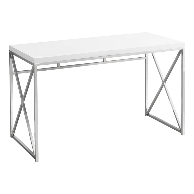 I 7205 Bureau, Bureau À Domicile, Ordinateur Portable, Travail, Métal, Stratifié, Blanc Lustré, Chrome, Contemporain, Moderne - Simple Boutique