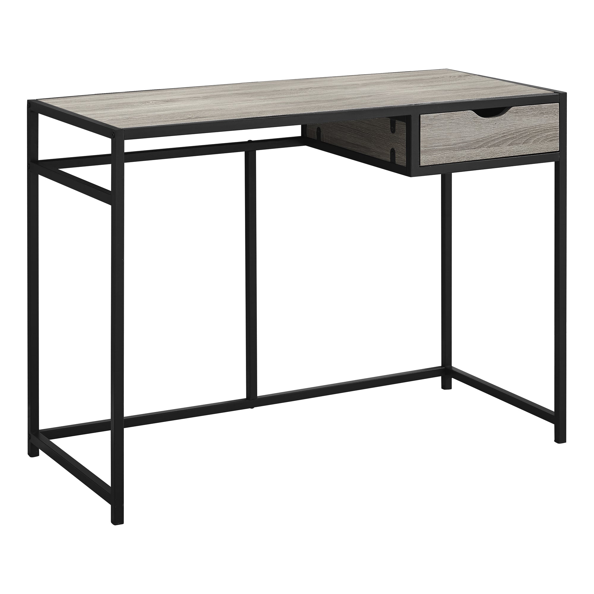 I 7221 Bureau, Bureau À Domicile, Ordinateur Portable, Tiroir De Rangement, 42"l, Travail, Métal, Stratifié, Brun, Noir, Contemporain, Moderne - Simple Boutique
