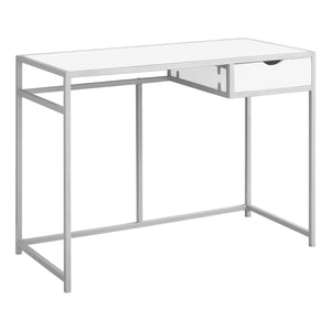 I 7222 Bureau, Bureau À Domicile, Ordinateur Portable, Tiroir De Rangement, 42"l, Travail, Métal, Stratifié, Blanc, Gris, Contemporain, Moderne - Simple Boutique