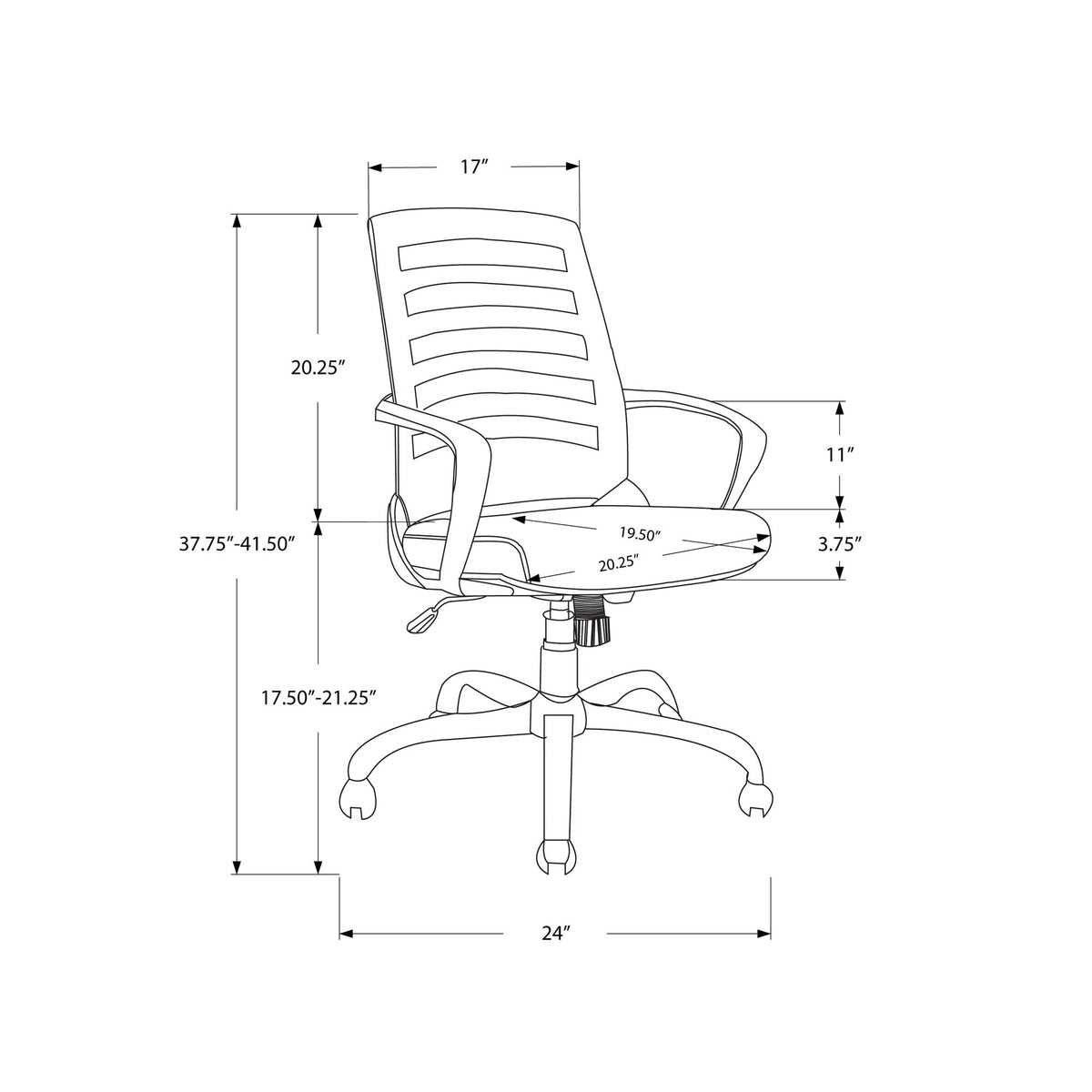 Monarch Specialties I 7224 Chaise De Bureau, Hauteur Ajustable, Pivotant, Ergonomique, Appuis-bras, Bureau, Travail, Métal, Engrener, Noir, Contemporain, Moderne - Simple Boutique